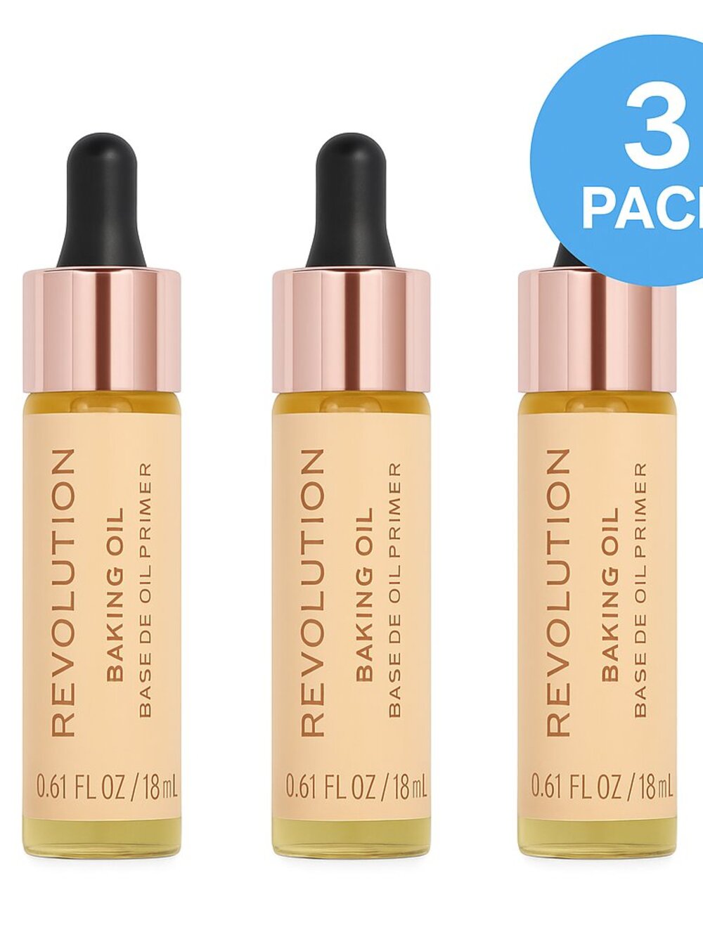 REVOLUTION Baking Oil - Hydrate Prep for Flawless Makeup 3 Pack
